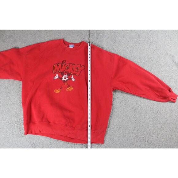 Disney Sweatshirt Vintage Mens Large Red Mickey Mouse Pull Over - Picture 5 of 7